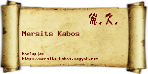 Mersits Kabos névjegykártya